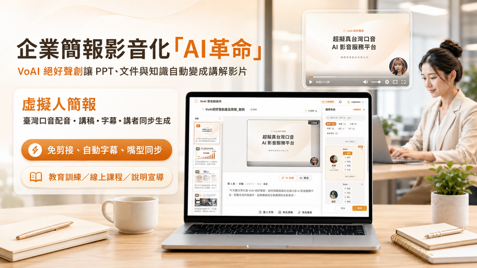 企業簡報影音化「AI量產時代」:VoAI 絕好聲創推出虛擬人簡報與 MINDCAST